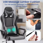 Silla BestMassage Gaming de oficina con respaldo alto y función de masaje con soporte lumbar, de piel sintética, giratoria con ruedas, para adultos y adolescentes