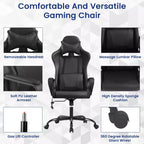 Silla BestMassage Gaming de oficina con respaldo alto y función de masaje con soporte lumbar, de piel sintética, giratoria con ruedas, para adultos y adolescentes