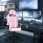Silla BestMassage Gaming de oficina con respaldo alto y función de masaje con soporte lumbar, de piel sintética, giratoria con ruedas, para adultos y adolescentes