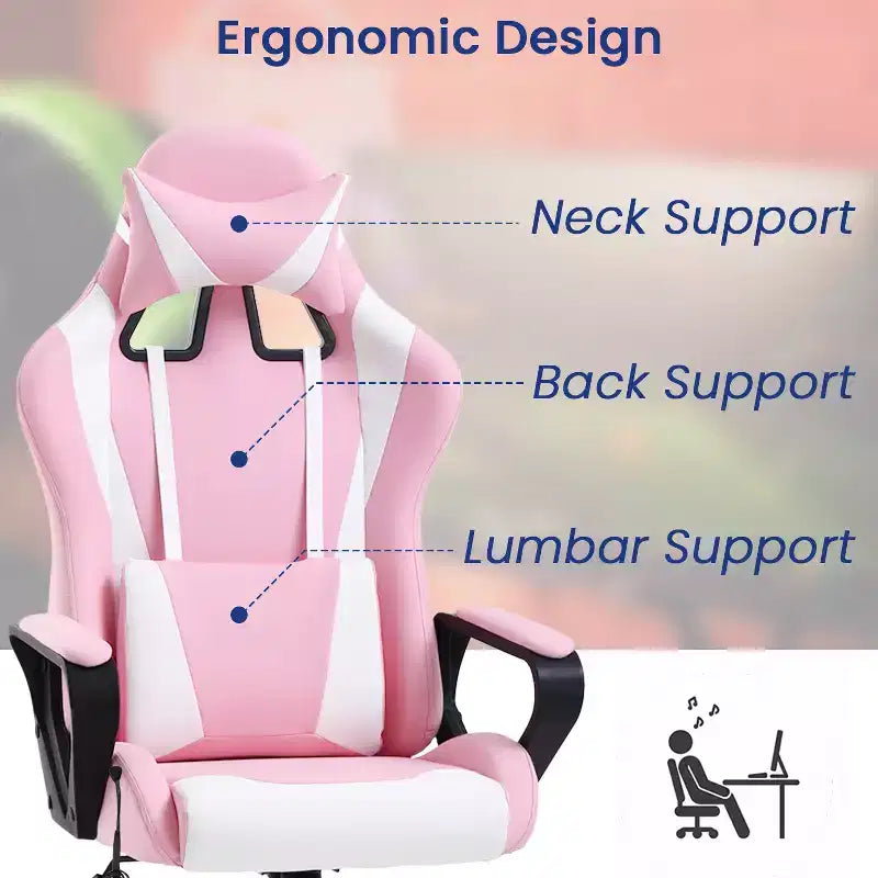 Silla BestMassage Gaming de oficina con respaldo alto y función de masaje con soporte lumbar, de piel sintética, giratoria con ruedas, para adultos y adolescentes