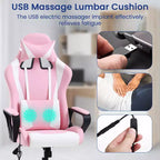 Silla BestMassage Gaming de oficina con respaldo alto y función de masaje con soporte lumbar, de piel sintética, giratoria con ruedas, para adultos y adolescentes
