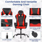 Silla BestMassage Gaming de oficina con respaldo alto y función de masaje con soporte lumbar, de piel sintética, giratoria con ruedas, para adultos y adolescentes