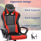 Silla BestMassage Gaming de oficina con respaldo alto y función de masaje con soporte lumbar, de piel sintética, giratoria con ruedas, para adultos y adolescentes