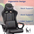 Silla BestMassage Gaming de oficina con respaldo alto y función de masaje con soporte lumbar, de piel sintética, giratoria con ruedas, para adultos y adolescentes