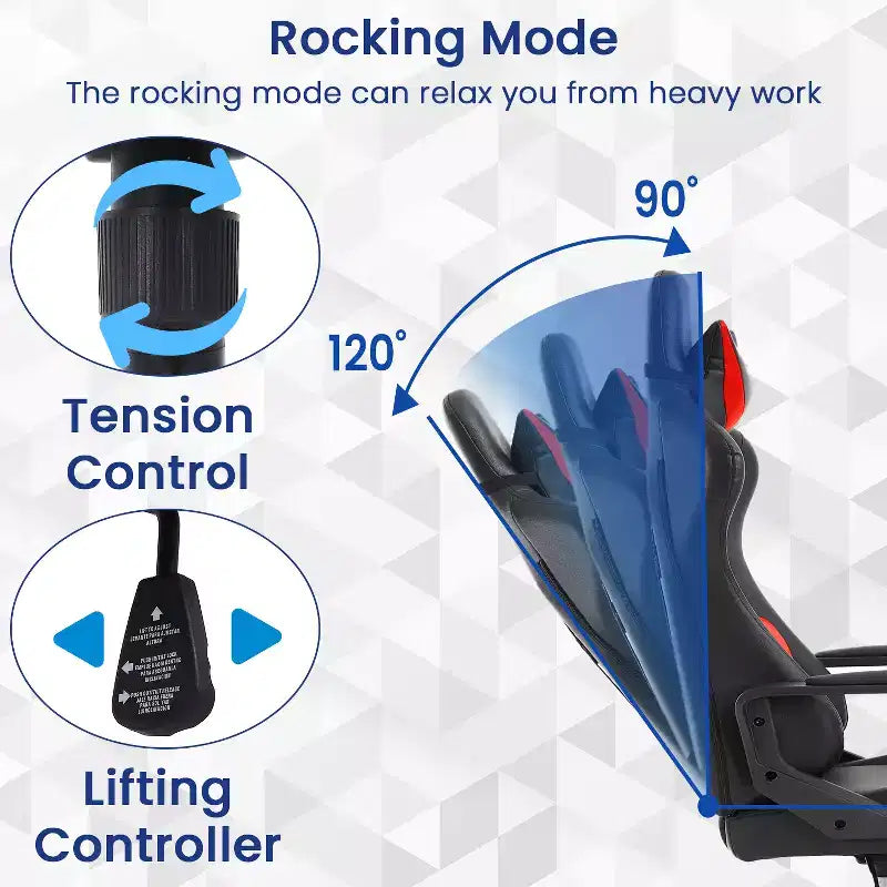 Silla BestMassage Gaming de oficina con respaldo alto y función de masaje con soporte lumbar, de piel sintética, giratoria con ruedas, para adultos y adolescentes