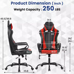 Silla BestMassage Gaming de oficina con respaldo alto y función de masaje con soporte lumbar, de piel sintética, giratoria con ruedas, para adultos y adolescentes
