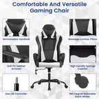 Silla BestMassage Gaming de oficina con respaldo alto y función de masaje con soporte lumbar, de piel sintética, giratoria con ruedas, para adultos y adolescentes