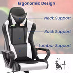 Silla BestMassage Gaming de oficina con respaldo alto y función de masaje con soporte lumbar, de piel sintética, giratoria con ruedas, para adultos y adolescentes