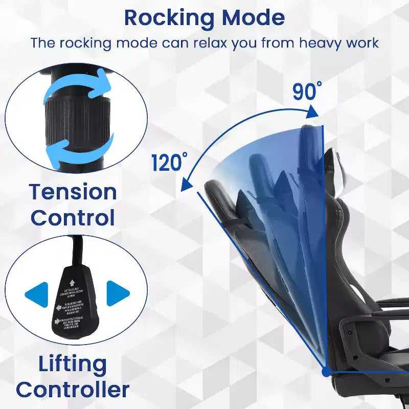 Silla BestMassage Gaming de oficina con respaldo alto y función de masaje con soporte lumbar, de piel sintética, giratoria con ruedas, para adultos y adolescentes