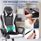 Silla BestMassage Gaming de oficina con respaldo alto y función de masaje con soporte lumbar, de piel sintética, giratoria con ruedas, para adultos y adolescentes