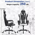 Silla BestMassage Gaming de oficina con respaldo alto y función de masaje con soporte lumbar, de piel sintética, giratoria con ruedas, para adultos y adolescentes