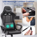Silla BestMassage Gaming de oficina con respaldo alto y función de masaje con soporte lumbar, de piel sintética, giratoria con ruedas, para adultos y adolescentes