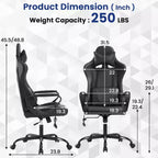 Silla BestMassage Gaming de oficina con respaldo alto y función de masaje con soporte lumbar, de piel sintética, giratoria con ruedas, para adultos y adolescentes