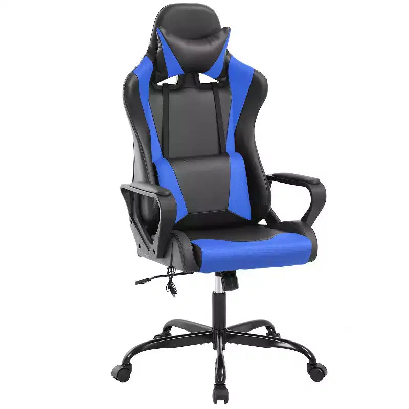 Silla BestMassage Gaming de oficina con respaldo alto y función de masaje con soporte lumbar, de piel sintética, giratoria con ruedas, para adultos y adolescentes