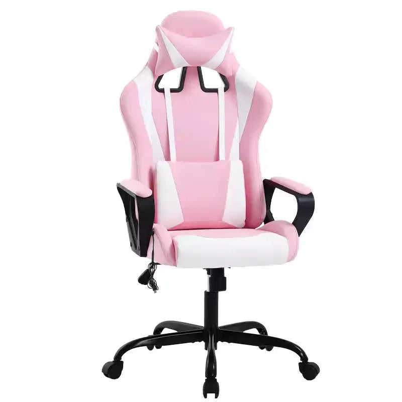 Silla BestMassage Gaming de oficina con respaldo alto y función de masaje con soporte lumbar, de piel sintética, giratoria con ruedas, para adultos y adolescentes
