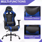 Silla Gamer BestMassage Silla de Computadora para Juegos con Soporte Lumbar y Reposapiés Diseño Giratorio con Ruedas Silla de Oficina para Hogar, Oficina y Juegos