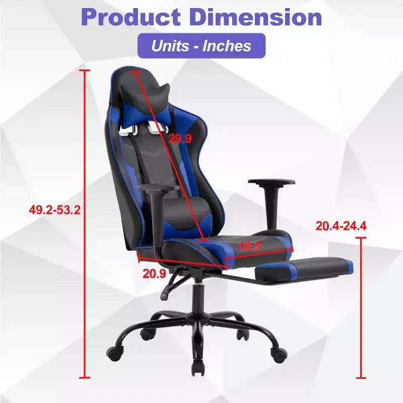 Silla Gamer BestMassage Silla de Computadora para Juegos con Soporte Lumbar y Reposapiés Diseño Giratorio con Ruedas Silla de Oficina para Hogar, Oficina y Juegos