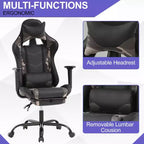 Silla Gamer BestMassage Silla de Computadora para Juegos con Soporte Lumbar y Reposapiés Diseño Giratorio con Ruedas Silla de Oficina para Hogar, Oficina y Juegos