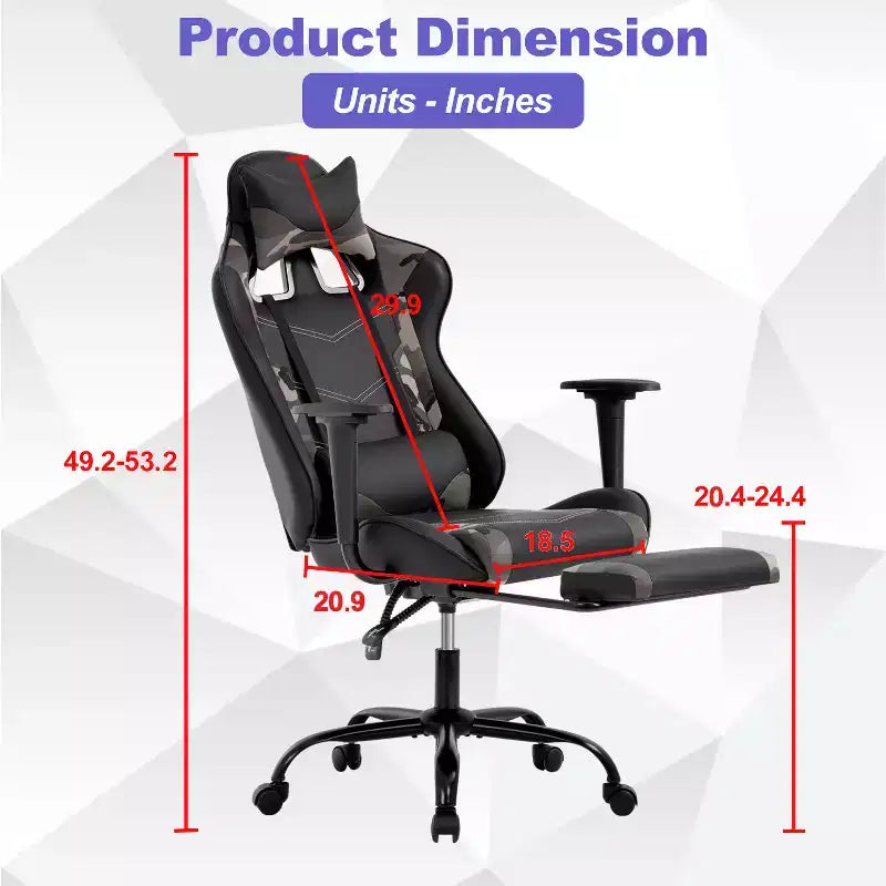 Silla Gamer BestMassage Silla de Computadora para Juegos con Soporte Lumbar y Reposapiés Diseño Giratorio con Ruedas Silla de Oficina para Hogar, Oficina y Juegos