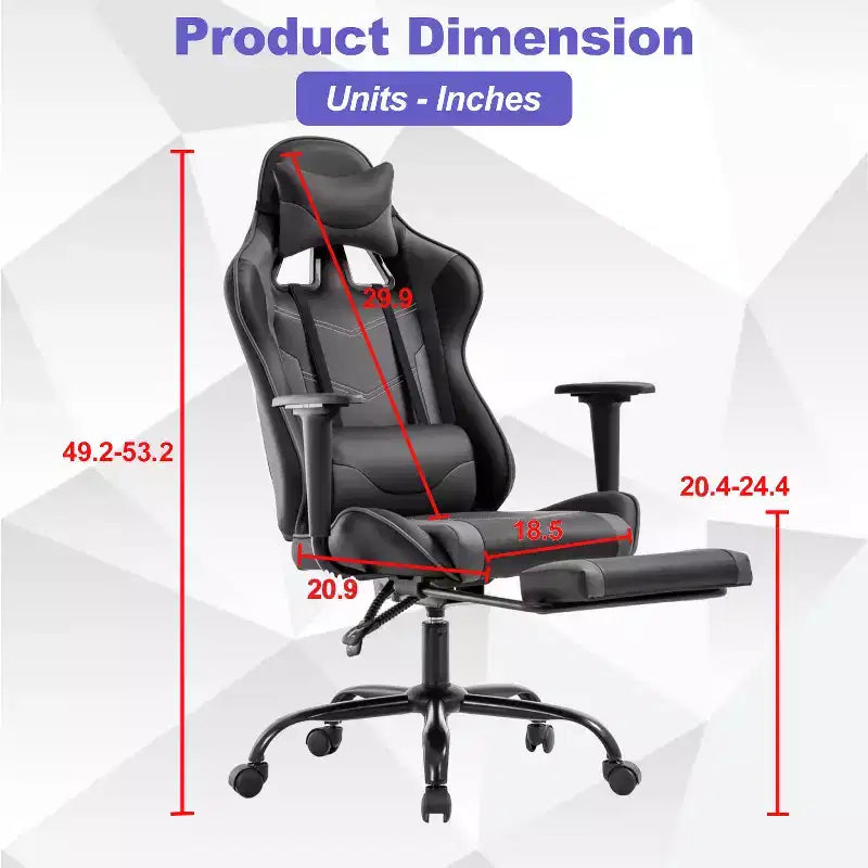 Silla Gamer BestMassage Silla de Computadora para Juegos con Soporte Lumbar y Reposapiés Diseño Giratorio con Ruedas Silla de Oficina para Hogar, Oficina y Juegos