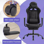 Silla Gamer BestMassage Silla de Computadora para Juegos con Soporte Lumbar y Reposapiés Diseño Giratorio con Ruedas Silla de Oficina para Hogar, Oficina y Juegos