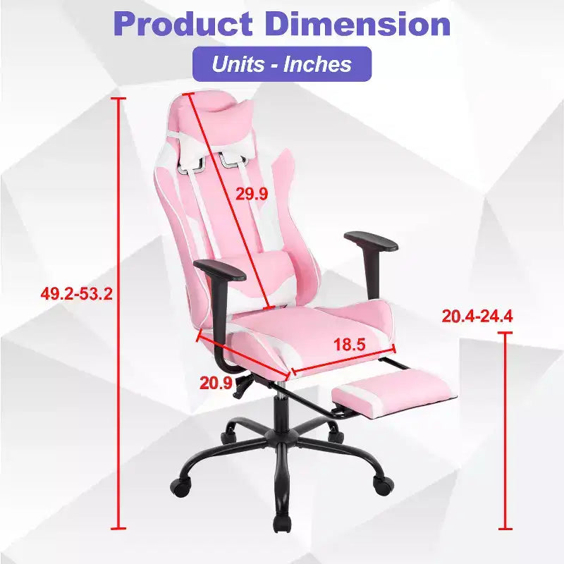 Silla Gamer BestMassage Silla de Computadora para Juegos con Soporte Lumbar y Reposapiés Diseño Giratorio con Ruedas Silla de Oficina para Hogar, Oficina y Juegos