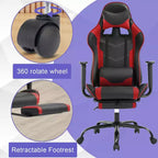 Silla Gamer BestMassage Silla de Computadora para Juegos con Soporte Lumbar y Reposapiés Diseño Giratorio con Ruedas Silla de Oficina para Hogar, Oficina y Juegos