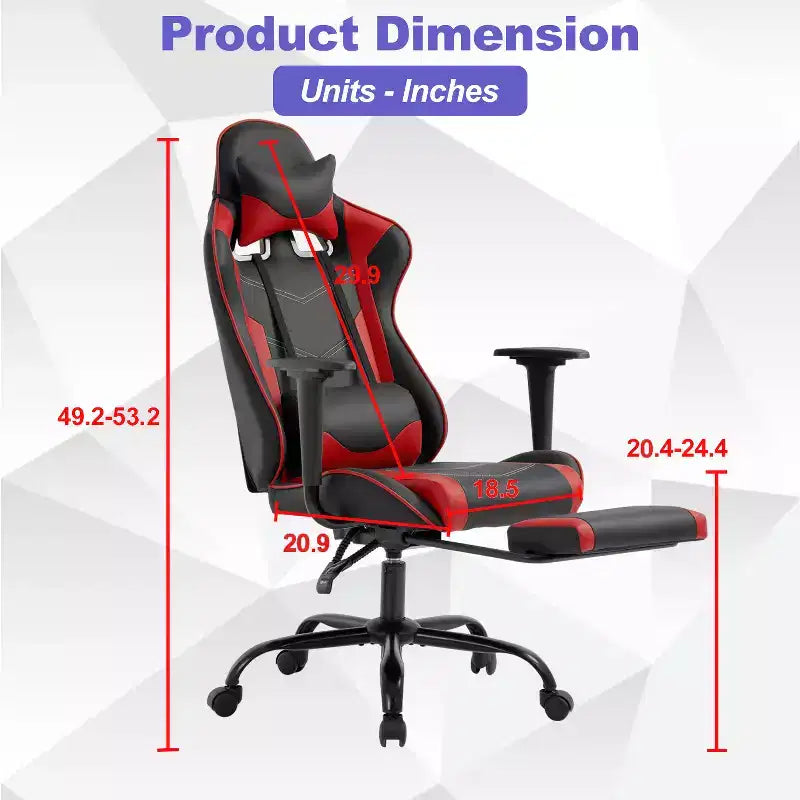 Silla Gamer BestMassage Silla de Computadora para Juegos con Soporte Lumbar y Reposapiés Diseño Giratorio con Ruedas Silla de Oficina para Hogar, Oficina y Juegos