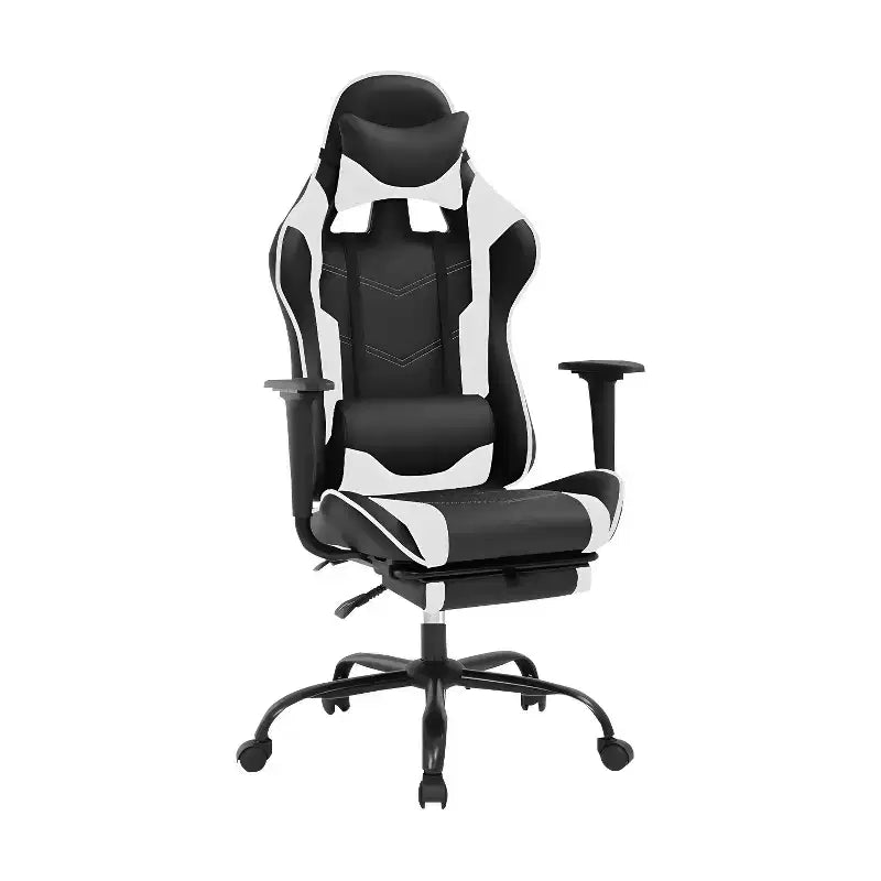 Silla Gamer BestMassage Silla de Computadora para Juegos con Soporte Lumbar y Reposapiés Diseño Giratorio con Ruedas Silla de Oficina para Hogar, Oficina y Juegos