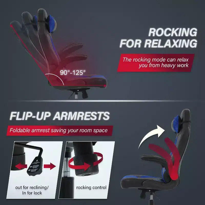 Silla de juego BestMassage Silla de escritorio para computadora con soporte lumbar Tapicería y base de silla giratoria con ruedas para juegos de PC y uso ejecutivo