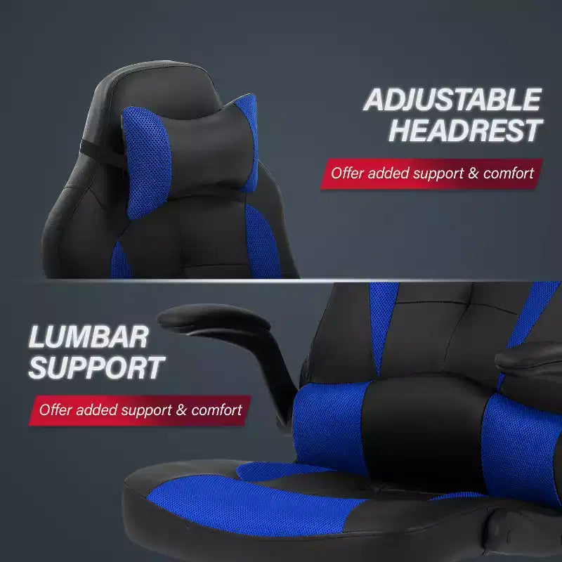 Silla de juego BestMassage Silla de escritorio para computadora con soporte lumbar Tapicería y base de silla giratoria con ruedas para juegos de PC y uso ejecutivo