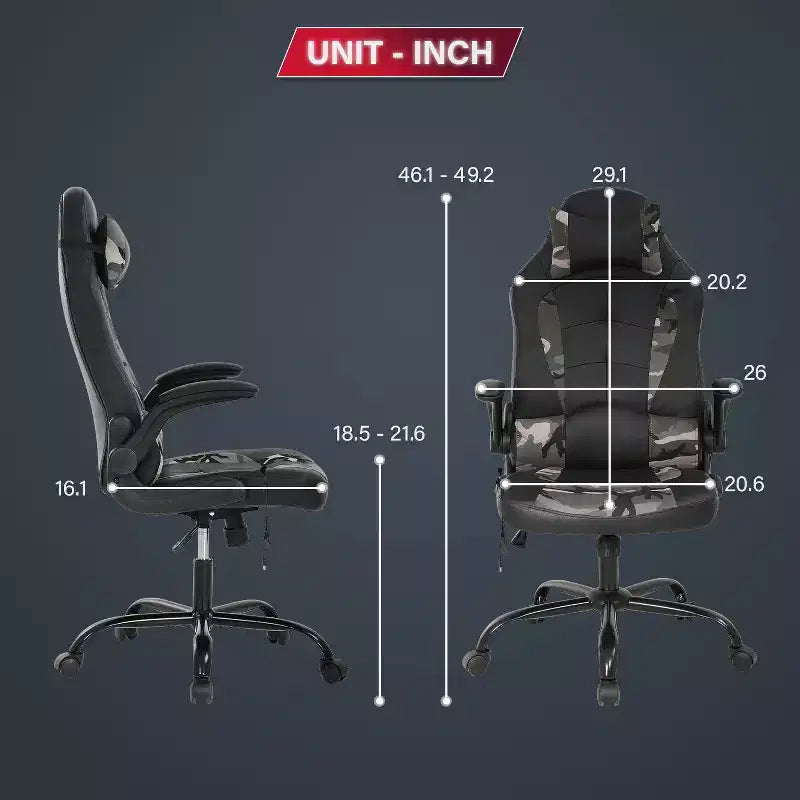Silla de juego BestMassage Silla de escritorio para computadora con soporte lumbar Tapicería y base de silla giratoria con ruedas para juegos de PC y uso ejecutivo