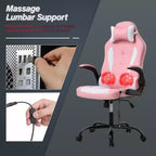 Silla de juego BestMassage Silla de escritorio para computadora con soporte lumbar Tapicería y base de silla giratoria con ruedas para juegos de PC y uso ejecutivo