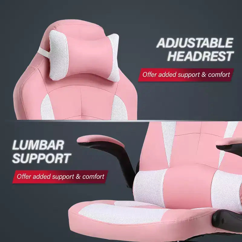 Silla de juego BestMassage Silla de escritorio para computadora con soporte lumbar Tapicería y base de silla giratoria con ruedas para juegos de PC y uso ejecutivo