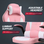 Silla de juego BestMassage Silla de escritorio para computadora con soporte lumbar Tapicería y base de silla giratoria con ruedas para juegos de PC y uso ejecutivo