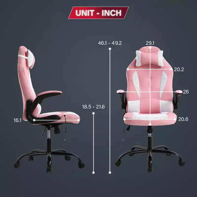 Silla de juego BestMassage Silla de escritorio para computadora con soporte lumbar Tapicería y base de silla giratoria con ruedas para juegos de PC y uso ejecutivo