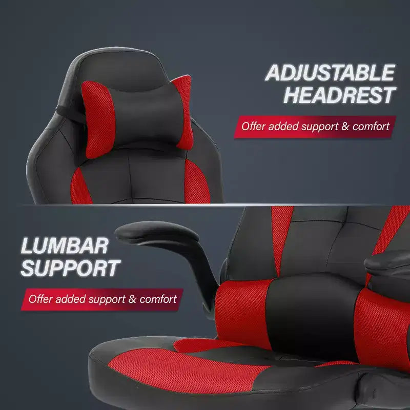 Silla de juego BestMassage Silla de escritorio para computadora con soporte lumbar Tapicería y base de silla giratoria con ruedas para juegos de PC y uso ejecutivo