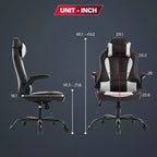Silla de juego BestMassage Silla de escritorio para computadora con soporte lumbar Tapicería y base de silla giratoria con ruedas para juegos de PC y uso ejecutivo