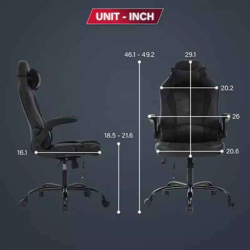 Silla de juego BestMassage Silla de escritorio para computadora con soporte lumbar Tapicería y base de silla giratoria con ruedas para juegos de PC y uso ejecutivo