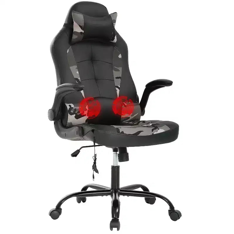 Silla de juego BestMassage Silla de escritorio para computadora con soporte lumbar Tapicería y base de silla giratoria con ruedas para juegos de PC y uso ejecutivo