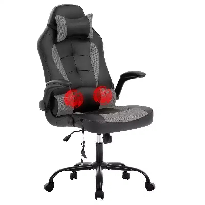 Silla de juego BestMassage Silla de escritorio para computadora con soporte lumbar Tapicería y base de silla giratoria con ruedas para juegos de PC y uso ejecutivo