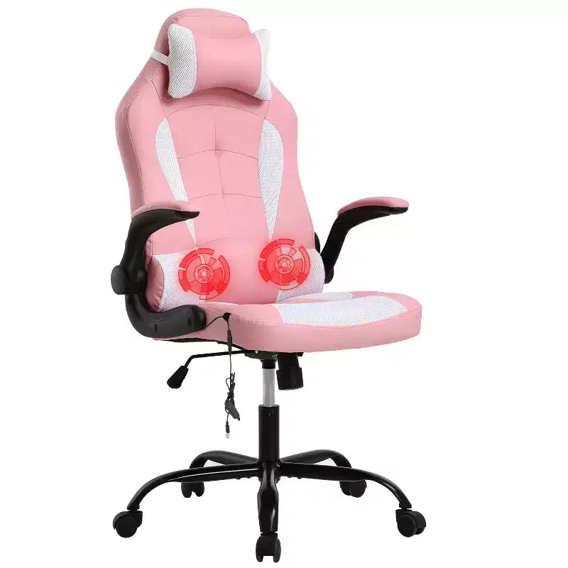 Silla de juego BestMassage Silla de escritorio para computadora con soporte lumbar Tapicería y base de silla giratoria con ruedas para juegos de PC y uso ejecutivo