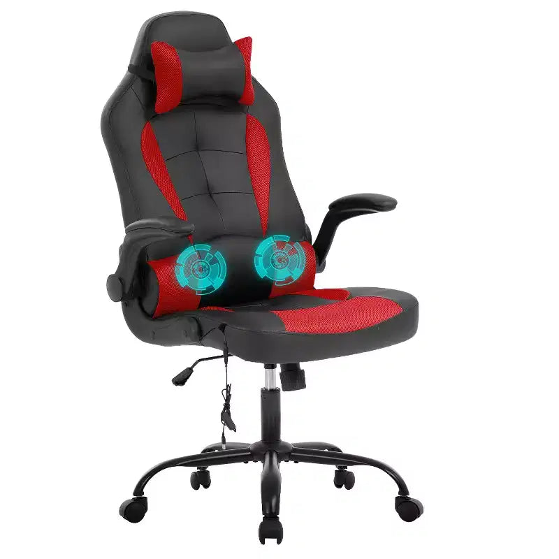 Silla de juego BestMassage Silla de escritorio para computadora con soporte lumbar Tapicería y base de silla giratoria con ruedas para juegos de PC y uso ejecutivo