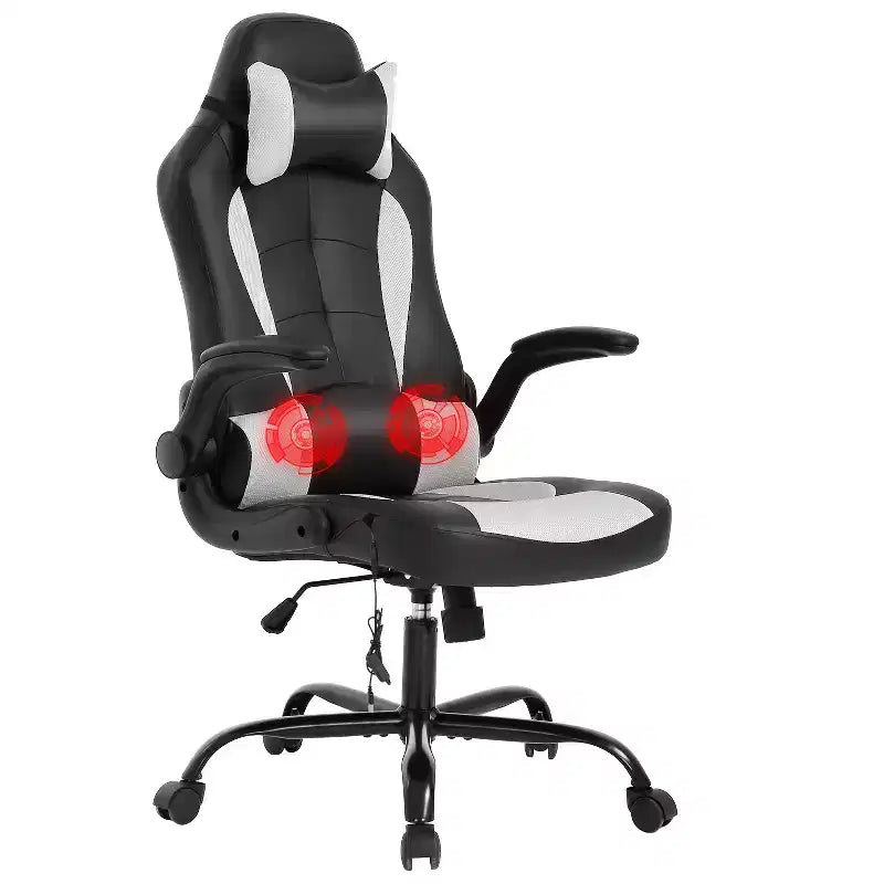 Silla de juego BestMassage Silla de escritorio para computadora con soporte lumbar Tapicería y base de silla giratoria con ruedas para juegos de PC y uso ejecutivo