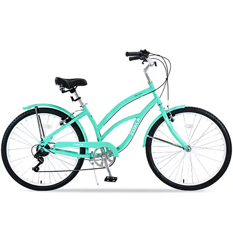 Bicicleta Crucero de 26 Pulgadas, 7 Velocidades Múltiples Colores Hombres Mujeres Bicicleta Crucero de Playa con Frenos V Delanteros y Traseros