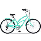 Bicicleta Crucero de 26 Pulgadas, 7 Velocidades Múltiples Colores Hombres Mujeres Bicicleta Crucero de Playa con Frenos V Delanteros y Traseros