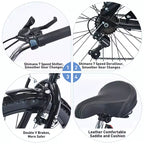 Bicicleta Crucero de 26 Pulgadas, 7 Velocidades Múltiples Colores Hombres Mujeres Bicicleta Crucero de Playa con Frenos V Delanteros y Traseros