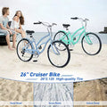 Bicicleta Crucero de 26 Pulgadas, 7 Velocidades Múltiples Colores Hombres Mujeres Bicicleta Crucero de Playa con Frenos V Delanteros y Traseros