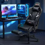 Douxlife Silla Ergonómica Gamer Moderna con Masaje de 7 Puntos, Reposapiés y Reposabrazos Ajustables Negra