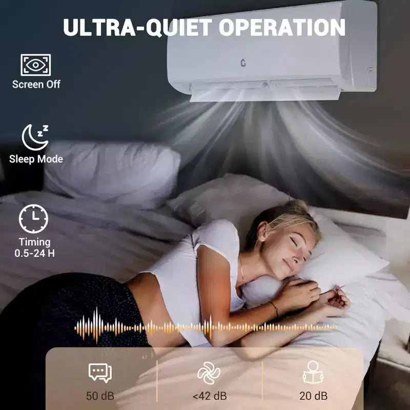 Garvee Aire Acondicionado y Calefacción Mini Split 9000 BTU, Unidad Mini AC con Bomba de Calor y WiFi, 115V, Blanco